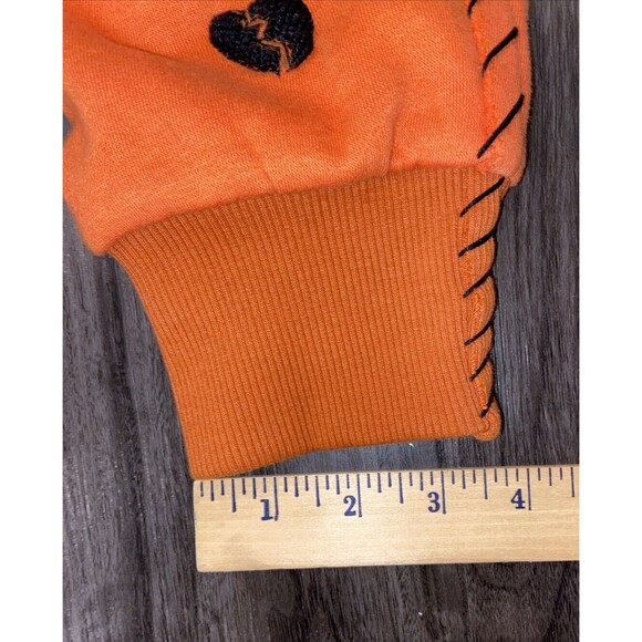 ONE 432 GOTHIC BLACKHEARTS & SAFETY PINS sweatshirt Orange Black Gray size XL - Picture 8 of 12